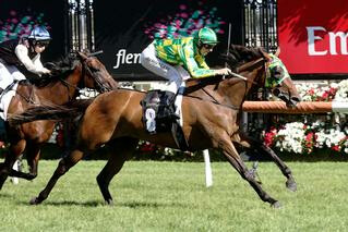 Parthesia (NZ) wins by more than a length in the Listed Bagot Handicap at Flemington.